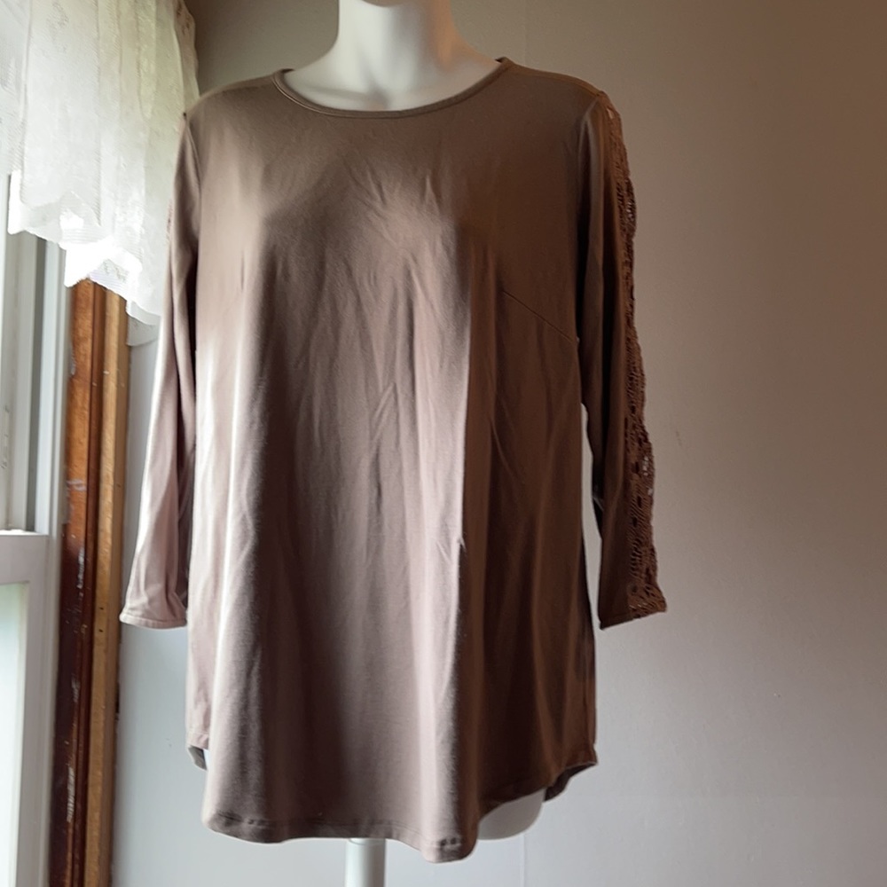 Joan Rivers Women's Top with Crochet Lace Arms S